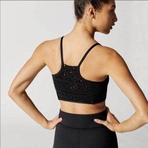Carbon38 Crochet Back Black Racerback Sports Bra